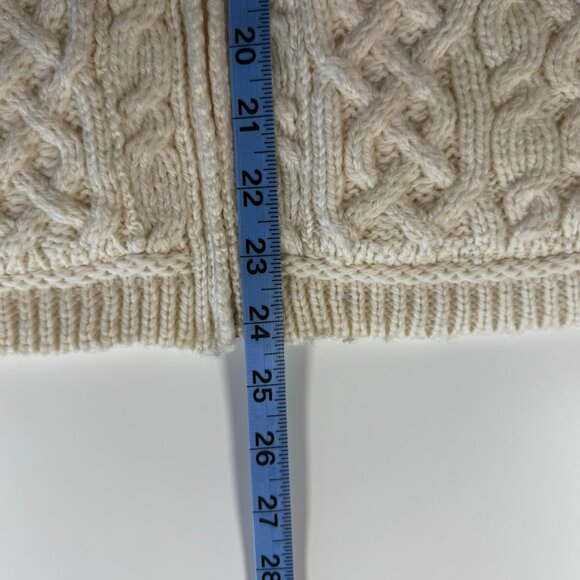 Aran Crafts Plated Crew Neck Cardigan with Celtic Zip Cream Size Medium - Picture 9 of 9